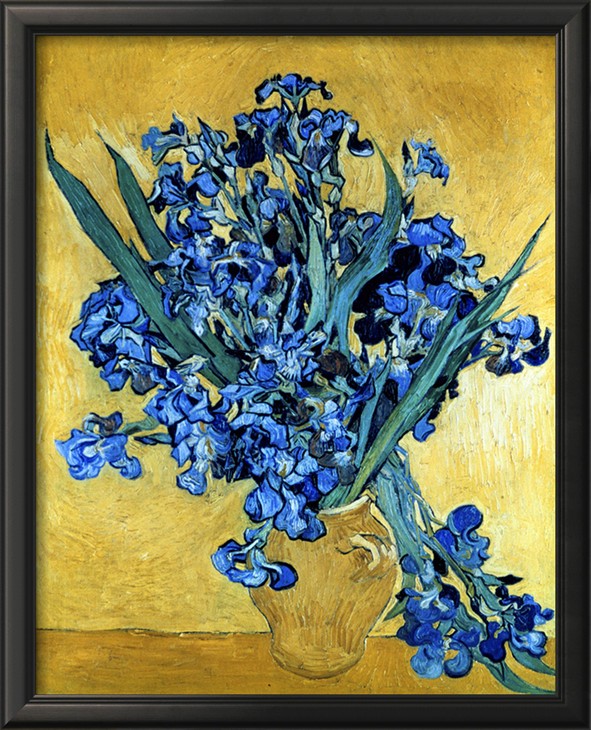 Vase of Irises Against a Yellow Background - Vincent Van Gogh Paintings